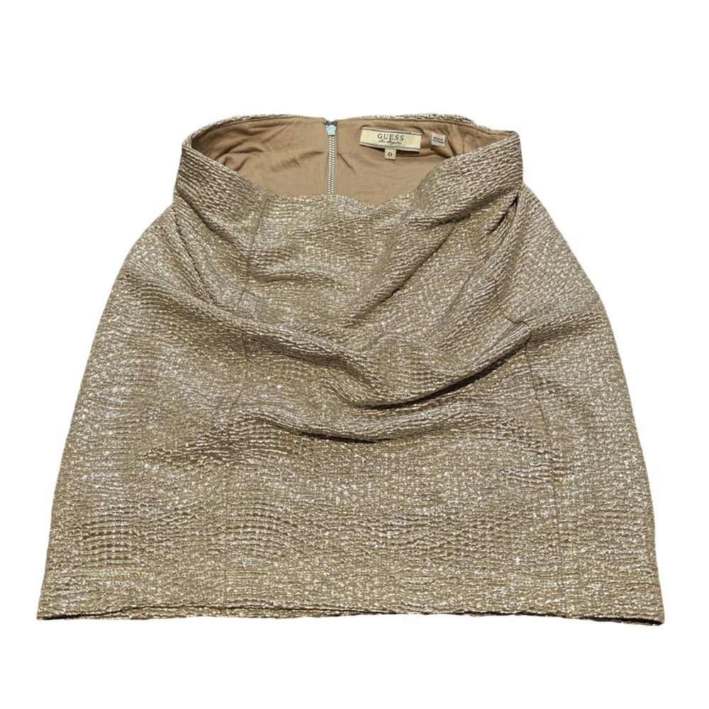GUESS los angeles women's gold sparkly pencil mini skirt, size 0.